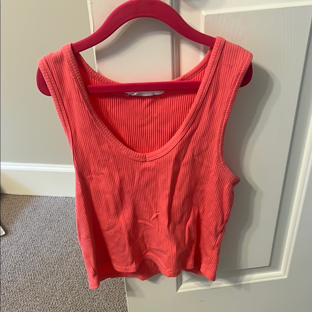 Coral Sleeveless Ribbed Top